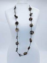 Aqua Lotus Root Necklace - Hand-gilded - Small