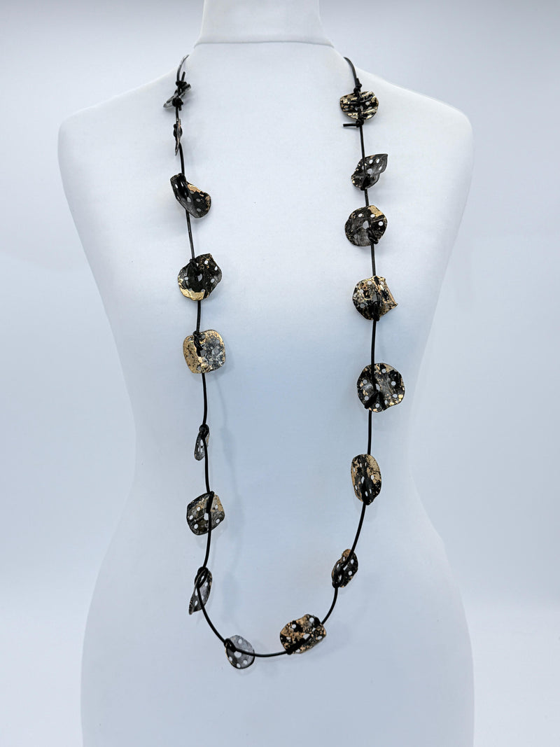 Aqua Lotus Root Necklace - Hand-gilded - Small