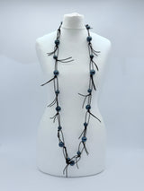 FAUX PEARLS ON LEATHERETTE CHAIN NECKLACE - BIG