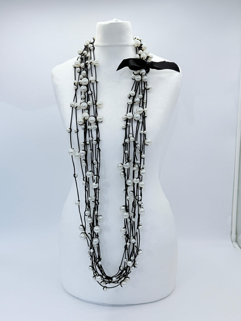 Handmade Faux Pearl Necklace – Multi-Strand, Elegant & Versatile