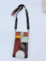 Hand Crafted Cross Body Cell Phone Bag From Recycled Leather