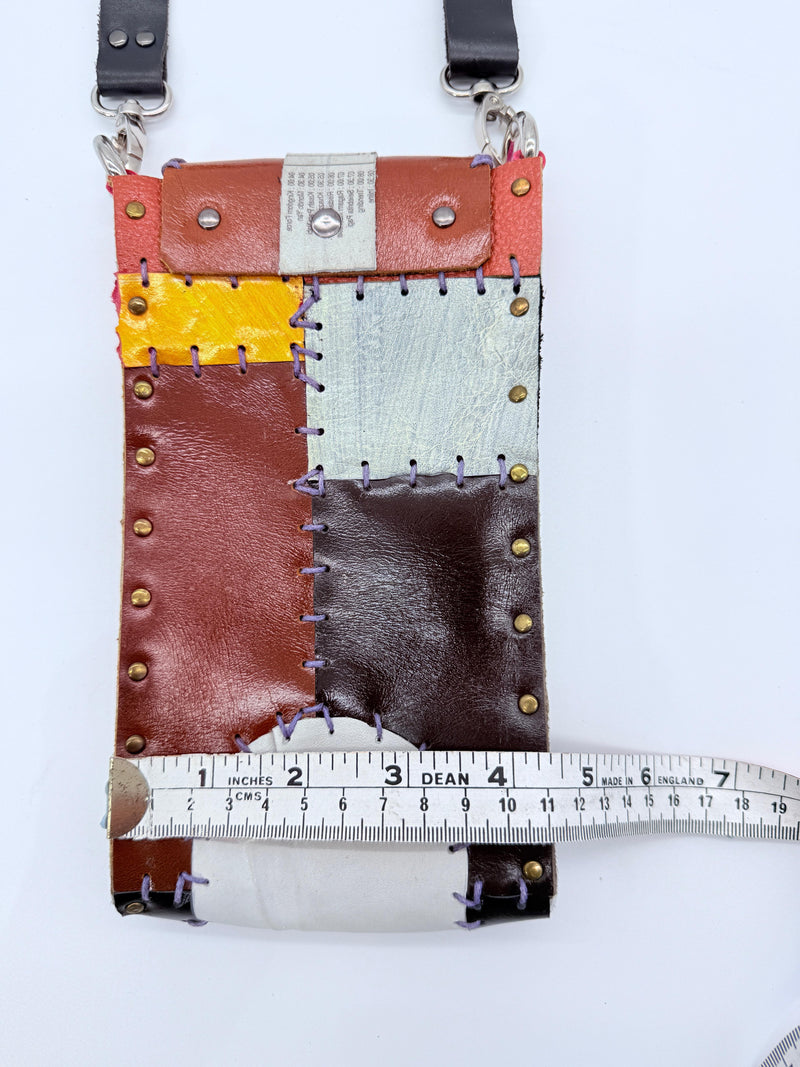 Hand Crafted Cross Body Cell Phone Bag From Recycled Leather