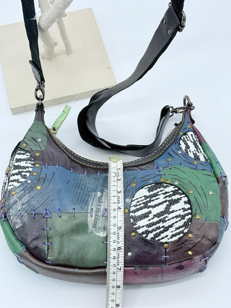 Hand Crafted recycled leather with recycled plastic hand bag