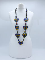 Hearts necklace made from recycled fabric