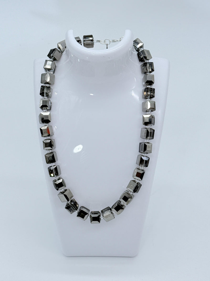 Big Crystal Cube Bead Necklace – Modern Classic Sparkle