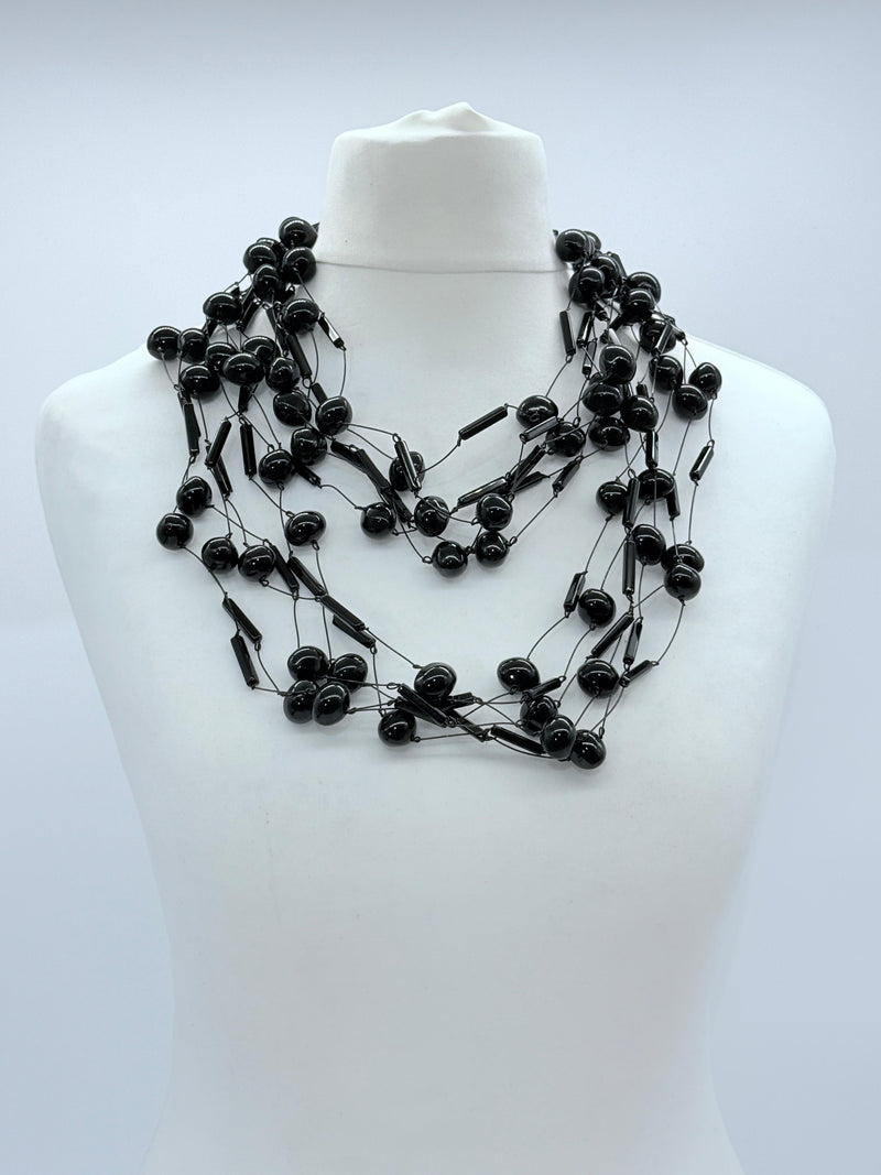 6-strand crystal tube mixed with crystal eggs necklace