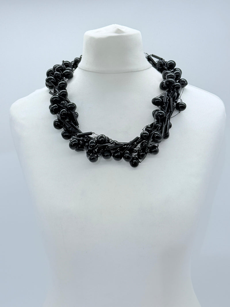 6-strand crystal tube mixed with crystal eggs necklace