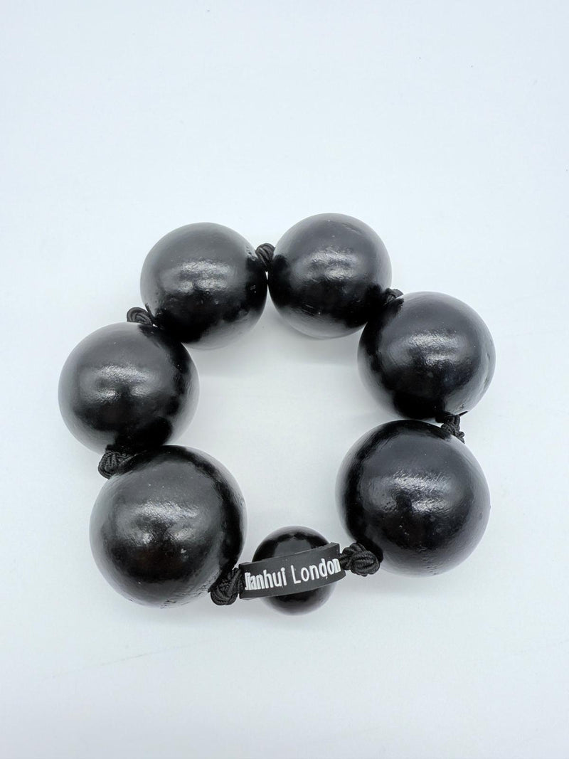 Handmade sustainable Giant Beads Bracelets handmade from recycled wood - Hand gilded/Hand painted