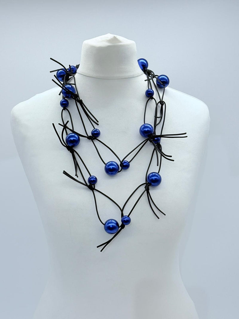 Faux Pearls on Leatherette Chain Necklace