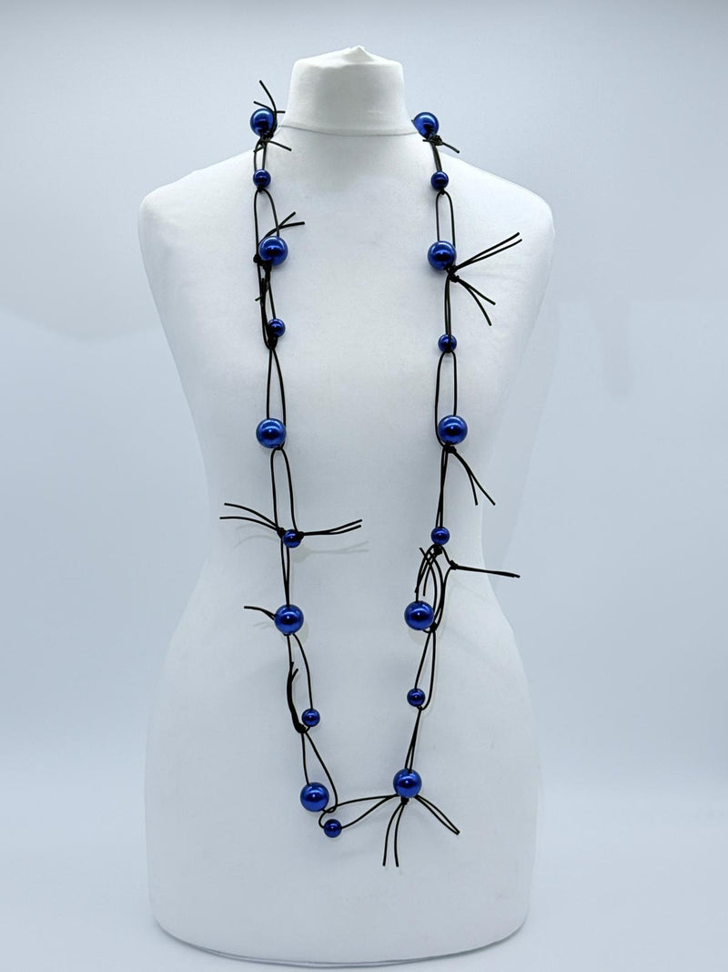 Faux Pearls on Leatherette Chain Necklace