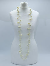3 Strands Faux Pearls on Rubber Necklaces