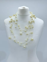 3 Strands Faux Pearls on Rubber Necklaces