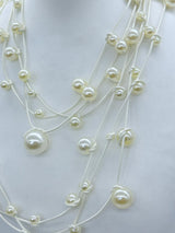 3 Strands Faux Pearls on Rubber Necklaces