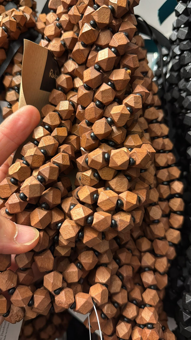 Faceted Wooden Beads Necklaces Set - Small