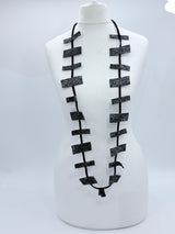 Recycled Leatherette Rectangles Necklace - Hand-painted