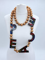 Jimi Hendrix Recycled Wooden Beads PEACE Necklace
