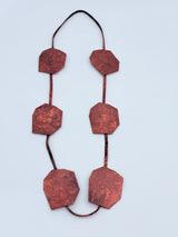 RECYCLED LEATHER BIG LOTUS NECKLACES-HAND BRUSHED