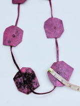 RECYCLED LEATHER BIG LOTUS NECKLACES-HAND BRUSHED
