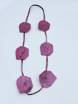 RECYCLED LEATHER BIG LOTUS NECKLACES-HAND BRUSHED