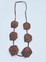 RECYCLED LEATHER BIG LOTUS NECKLACES-HAND BRUSHED