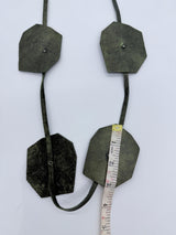 RECYCLED LEATHER BIG LOTUS NECKLACES-HAND BRUSHED