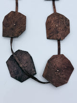 RECYCLED LEATHER BIG LOTUS NECKLACES-HAND BRUSHED