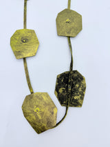 RECYCLED LEATHER BIG LOTUS NECKLACES-HAND BRUSHED