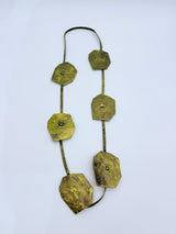 RECYCLED LEATHER BIG LOTUS NECKLACES-HAND BRUSHED