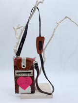 Hand Crafted Cross Body Cell Phone Bag From Recycled Leather