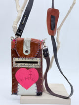 Hand Crafted Cross Body Cell Phone Bag From Recycled Leather