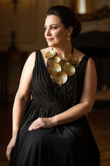 Big carved coconut shell necklace with leatherette fringe