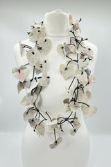 Waterproof Recycled Newspaper Hearts on Leatherette Fishbone Necklace