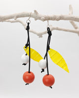 Wooden Beads & Recycled Plastic Bottle leaf Berry Earrings