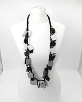 Wooden Squares on Cotton Cord Necklaces - Duo - Short