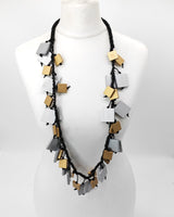 Wooden Squares on Cotton Cord Necklaces - Duo - Short