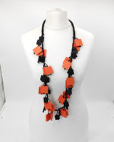 Wooden Squares on Cotton Cord Necklaces - Duo - Short