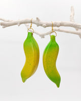 HANDCRAFTED STATEMENT BOHO STYLE BANANA EARRINGS FROM RECYCLED WOOD - Inspired by Andy Warhol's iconic banana artwork