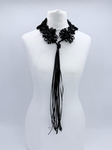 Chrysanthemum Flower Necklace | Handmade Recycled Ribbon Statement Jewelry - Short