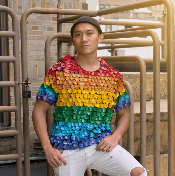 Hand Made Rainbow T-shirt From Recycled Plastic Bottle - Jianhui London