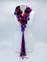 Chrysanthemum Flower Necklace | Handmade Recycled Ribbon Statement Jewelry