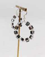 Handmade Crystal Hoop Earrings - Cube Crystal Bead Statement Hoops - Lightweight Artisan Jewelry