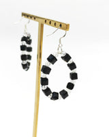 Handmade Crystal Hoop Earrings - Cube Crystal Bead Statement Hoops - Lightweight Artisan Jewelry