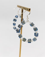 Handmade Crystal Hoop Earrings - Cube Crystal Bead Statement Hoops - Lightweight Artisan Jewelry