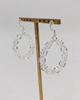 Handmade Crystal Hoop Earrings - Cube Crystal Bead Statement Hoops - Lightweight Artisan Jewelry