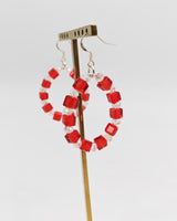 Handmade Crystal Hoop Earrings - Cube Crystal Bead Statement Hoops - Lightweight Artisan Jewelry