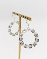 Handmade Crystal Hoop Earrings - Cube Crystal Bead Statement Hoops - Lightweight Artisan Jewelry