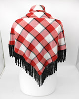 Handmade Cotton Scarf with Recycled Wood Tassel | Sustainable Boho Shawl & Decorative Table Cloth