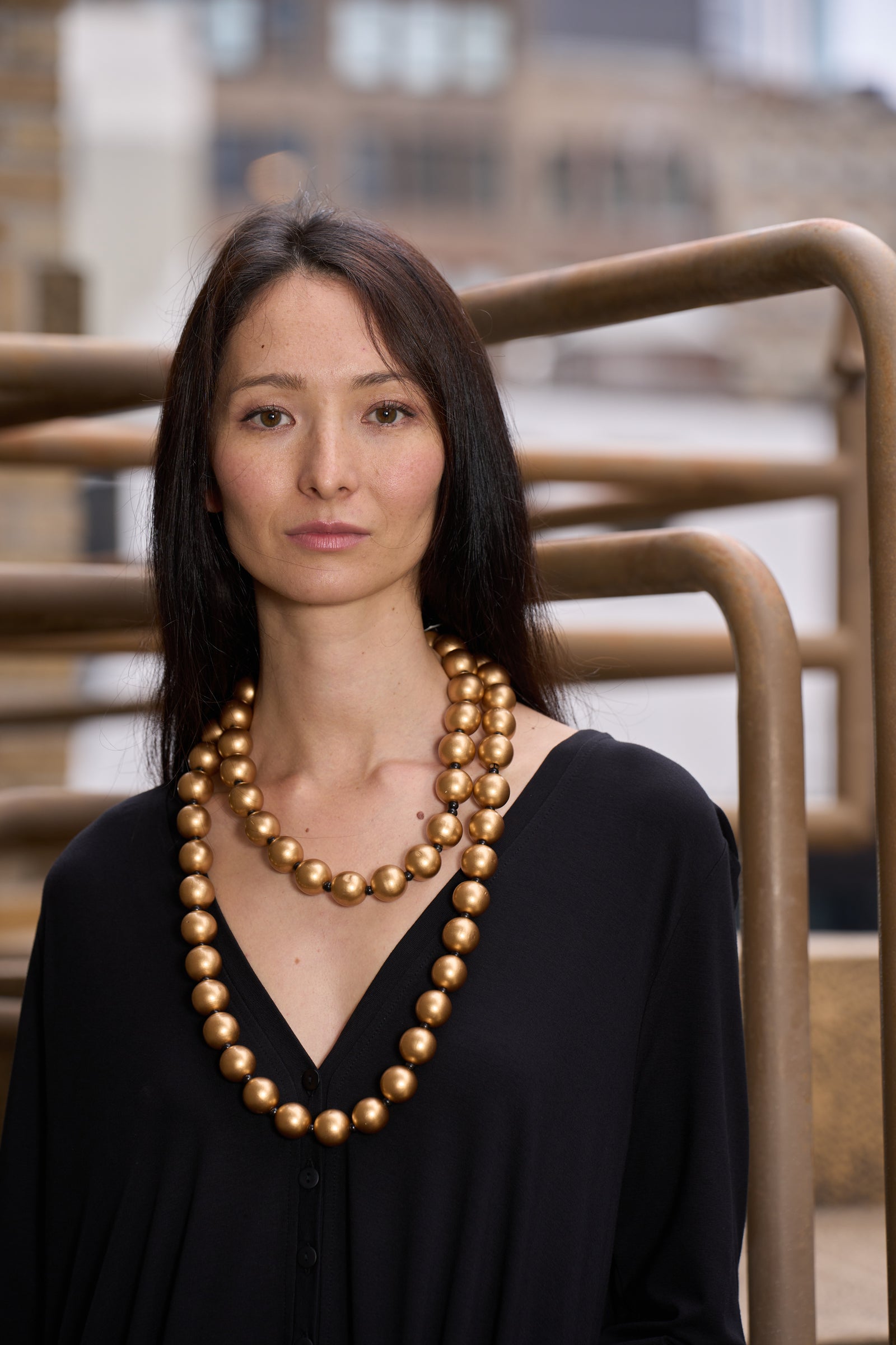 Round bead necklace on sale