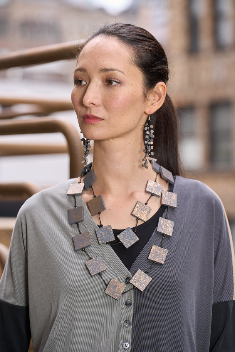 Recycled wood hand painted Necklace - Jianhui London