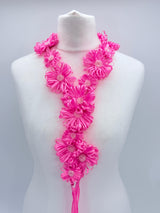 Chrysanthemum Flower Necklace | Handmade Recycled Ribbon Statement Jewelry